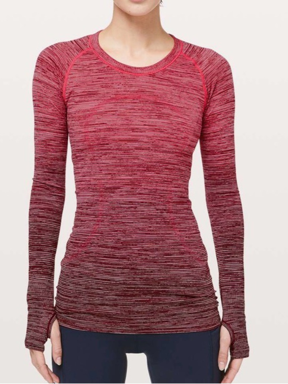 Lululemon Swiftly Tech Long Sleeve Crew ~ 8 ~ Red Alert / Dark Sport Red / Black - Picture 2 of 14